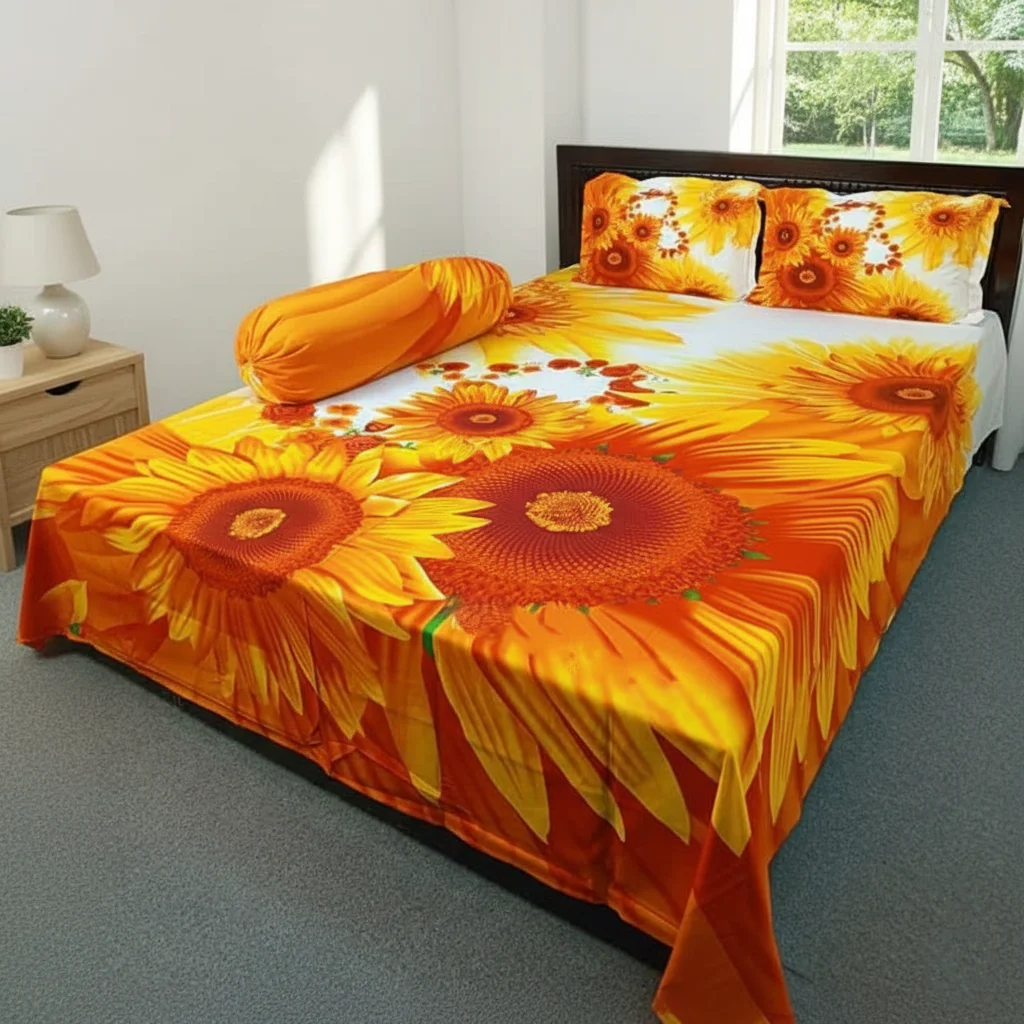 Nidra Sunflower Premium Bedsheet – Bright Floral Comfort Collection