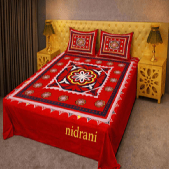 Nidra  Royal Multicolor Red Premium Twill Bedsheet Set