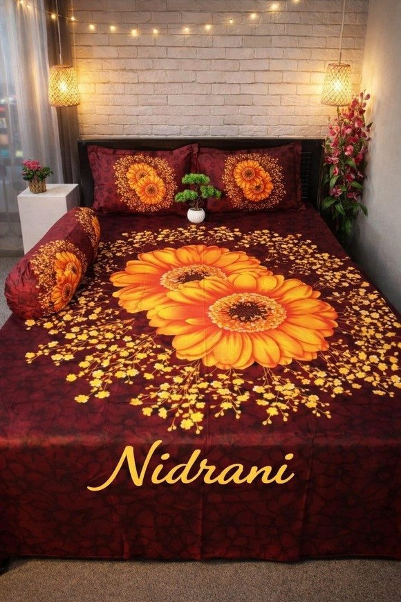 Nidrani Sunflower Elegant Premium Twill Bedsheet Set
