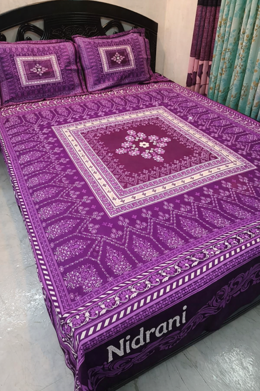 Nidrani Royal Purple Printed Bedsheet Set