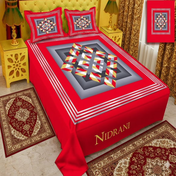 Luxury Geometric Nidra Panel Bedsheet