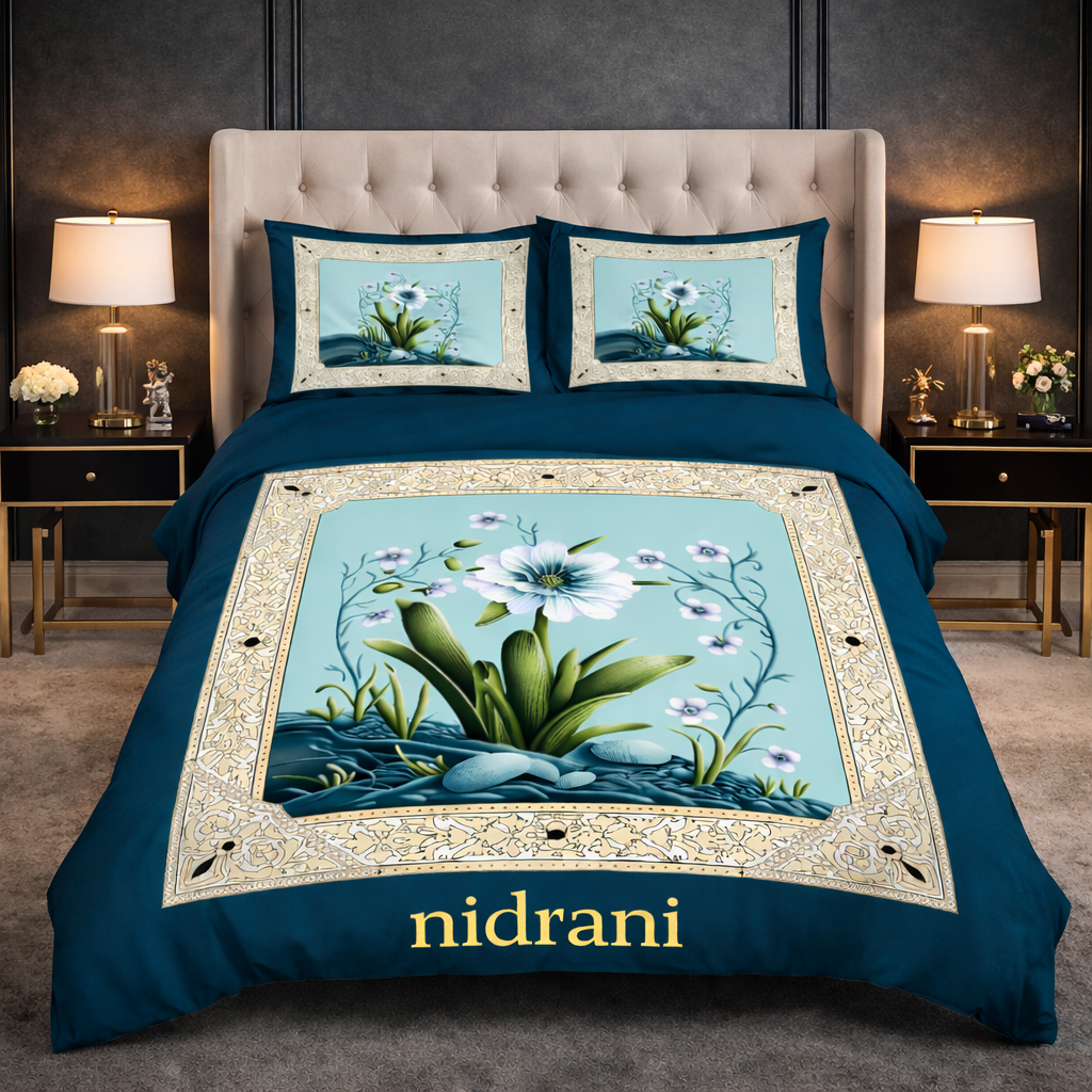 Nidrani Floral Serenity Premium Bedsheet Set