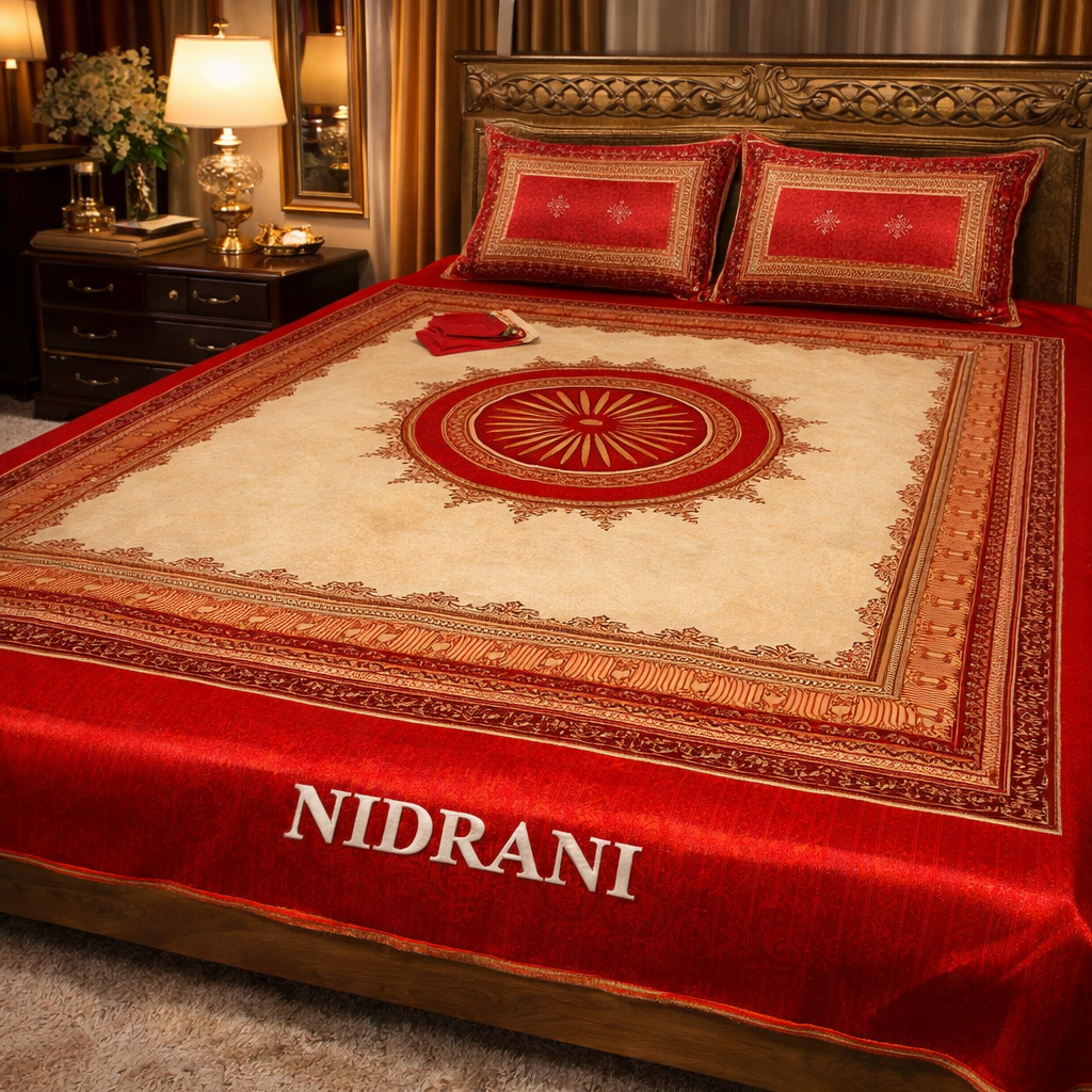 Nidrani Royal Red Classic King Size Bedsheet