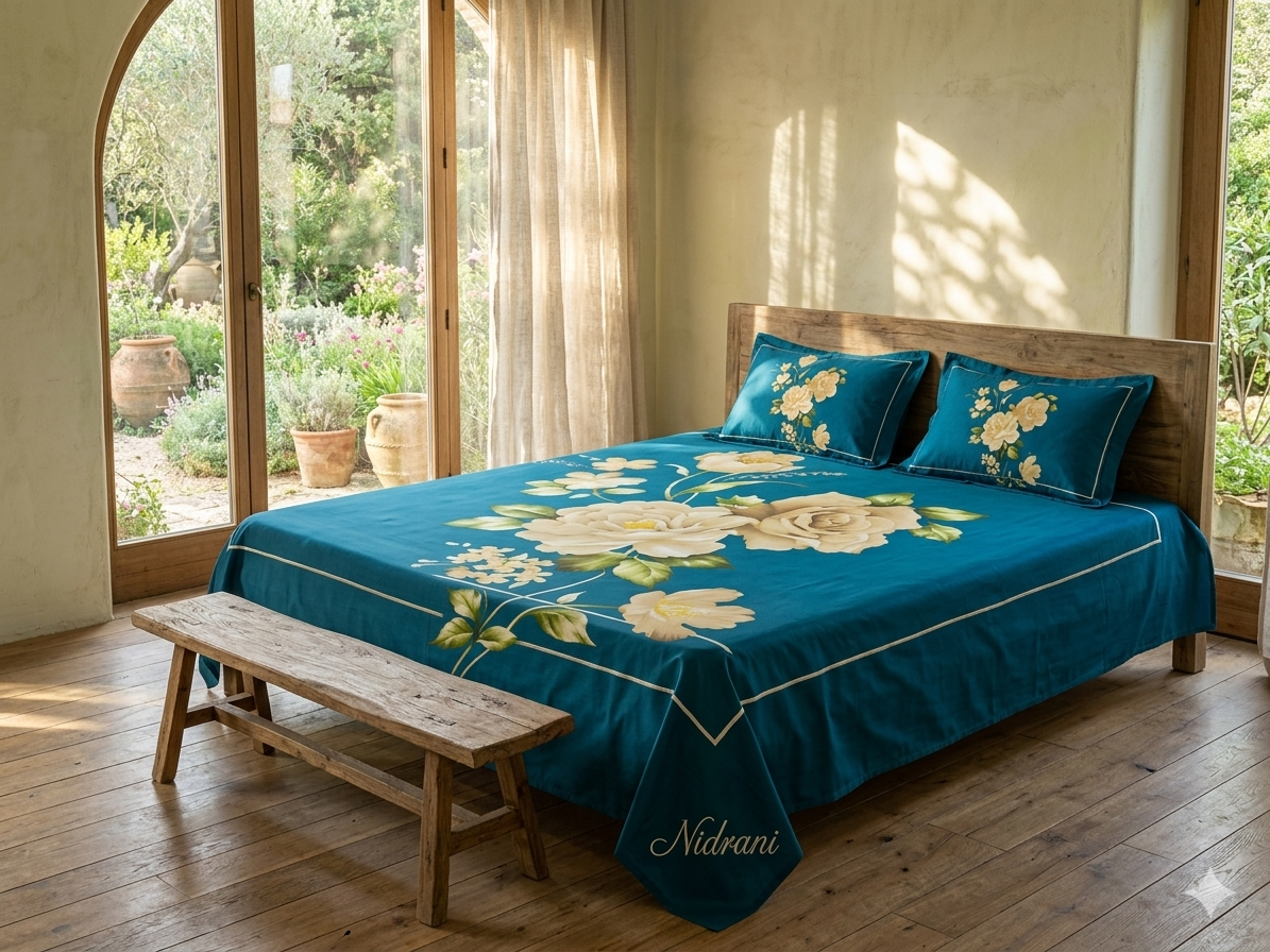 নিদ্রানী ক্ল্যাসিক রোজ প্যানেল বেডশিট