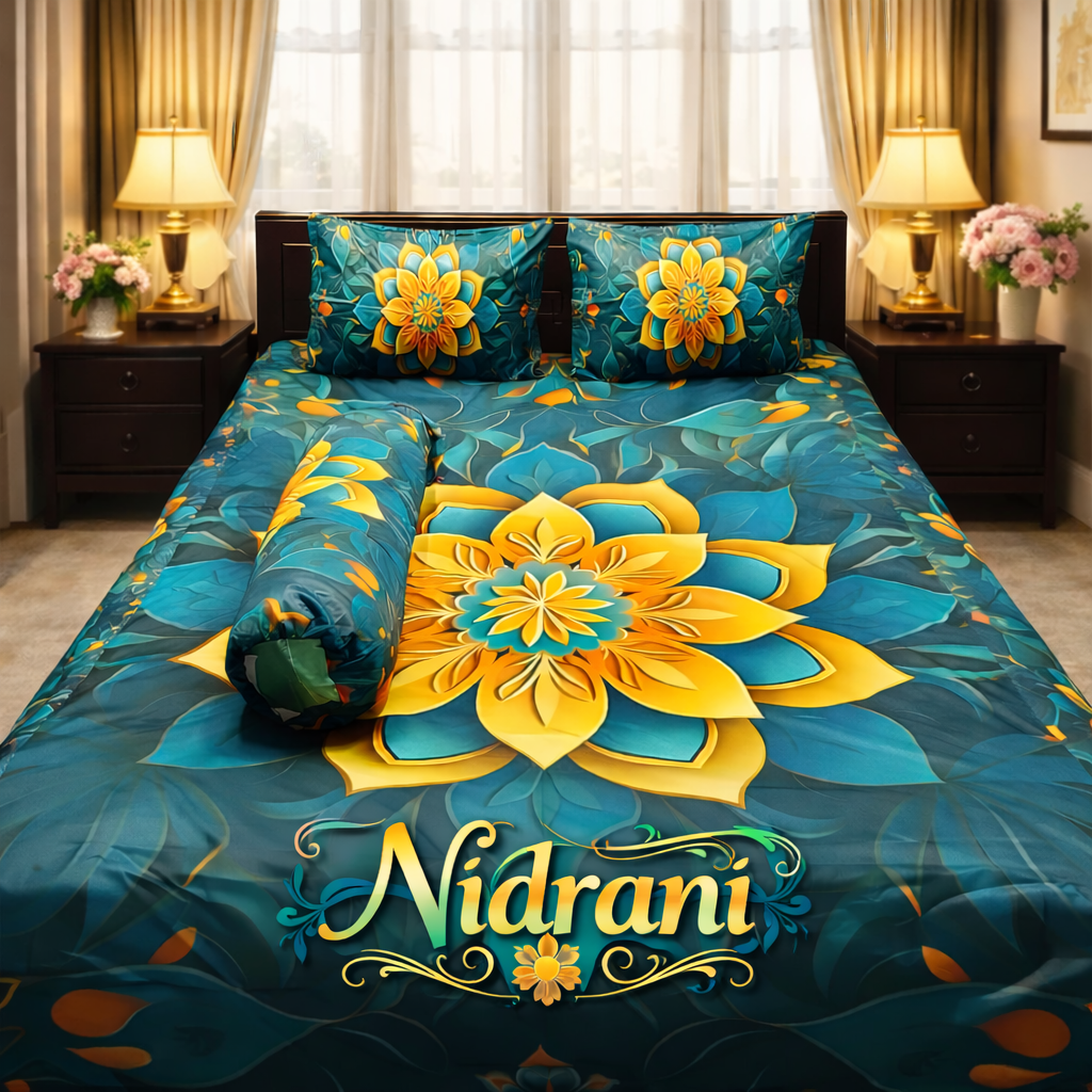 Nidrani Solar Bloom | Premium Digital Panel Bedsheet