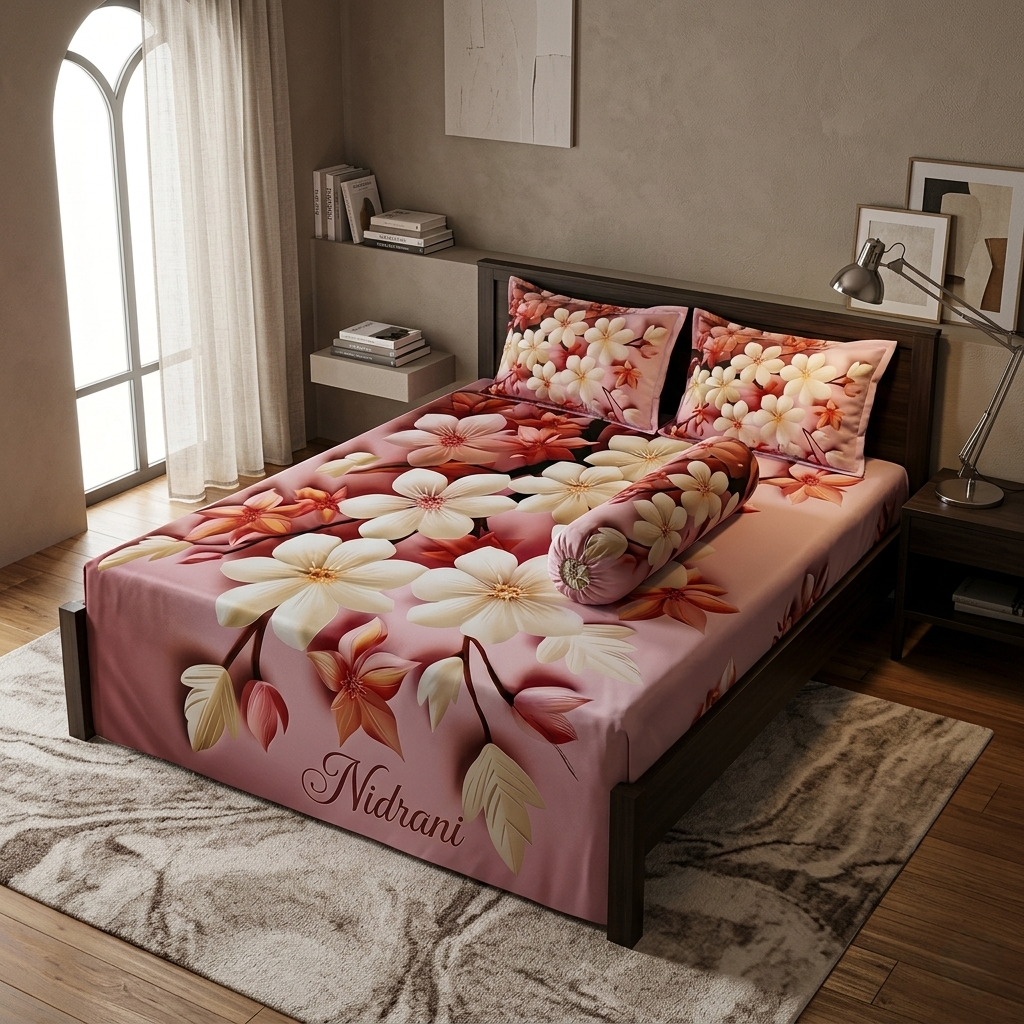 Nidrani Velvet Orchid | Luxury Digital Panel Bedsheet