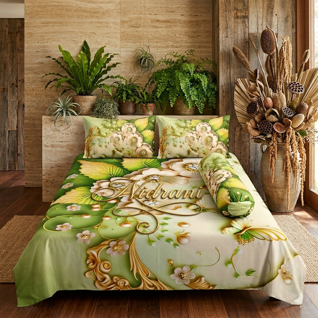 Nidrani Golden Grace Pearl Digital Bedsheet