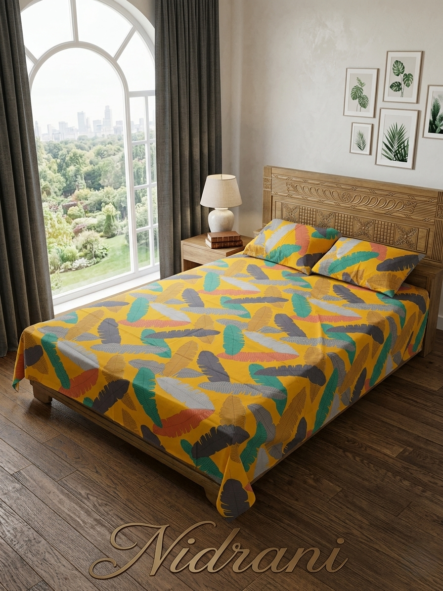 নিদ্রাণী ট্রপিক্যাল লিফ পিসি কটন বেডশিট
