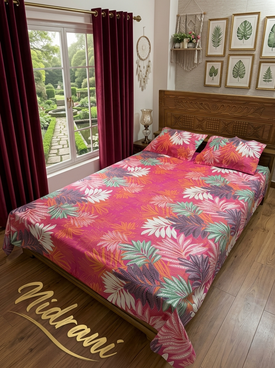 নিদ্রাণী ফুসিয়া প্যারাডাইস কটন বেডশিট সেট