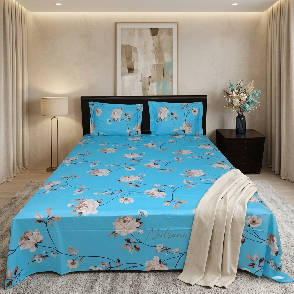 Nidrani Floreat Premium Twill Bedsheet