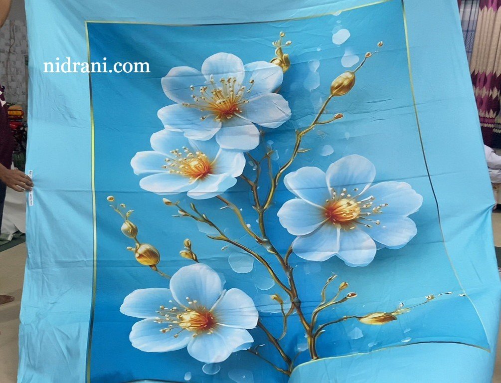 Nidrani Dewy Blue Dream – Premium Digital Print Bedsheet (NP-D327)