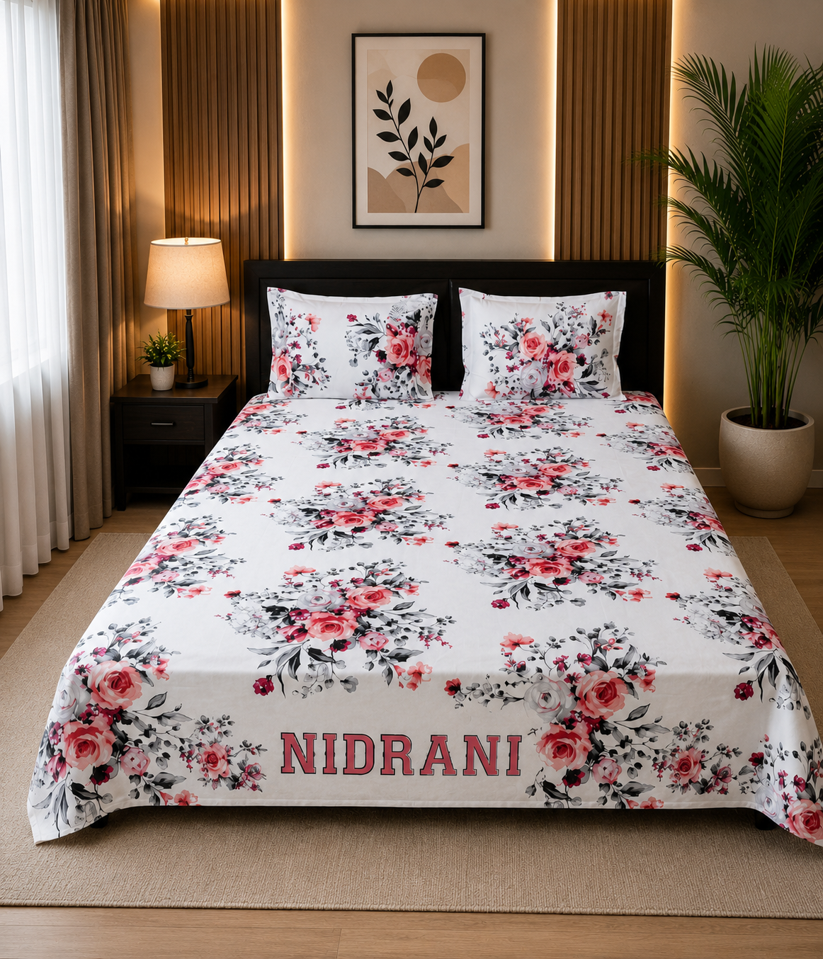 Nidrani Blushing Bouquet Twill Bedsheet