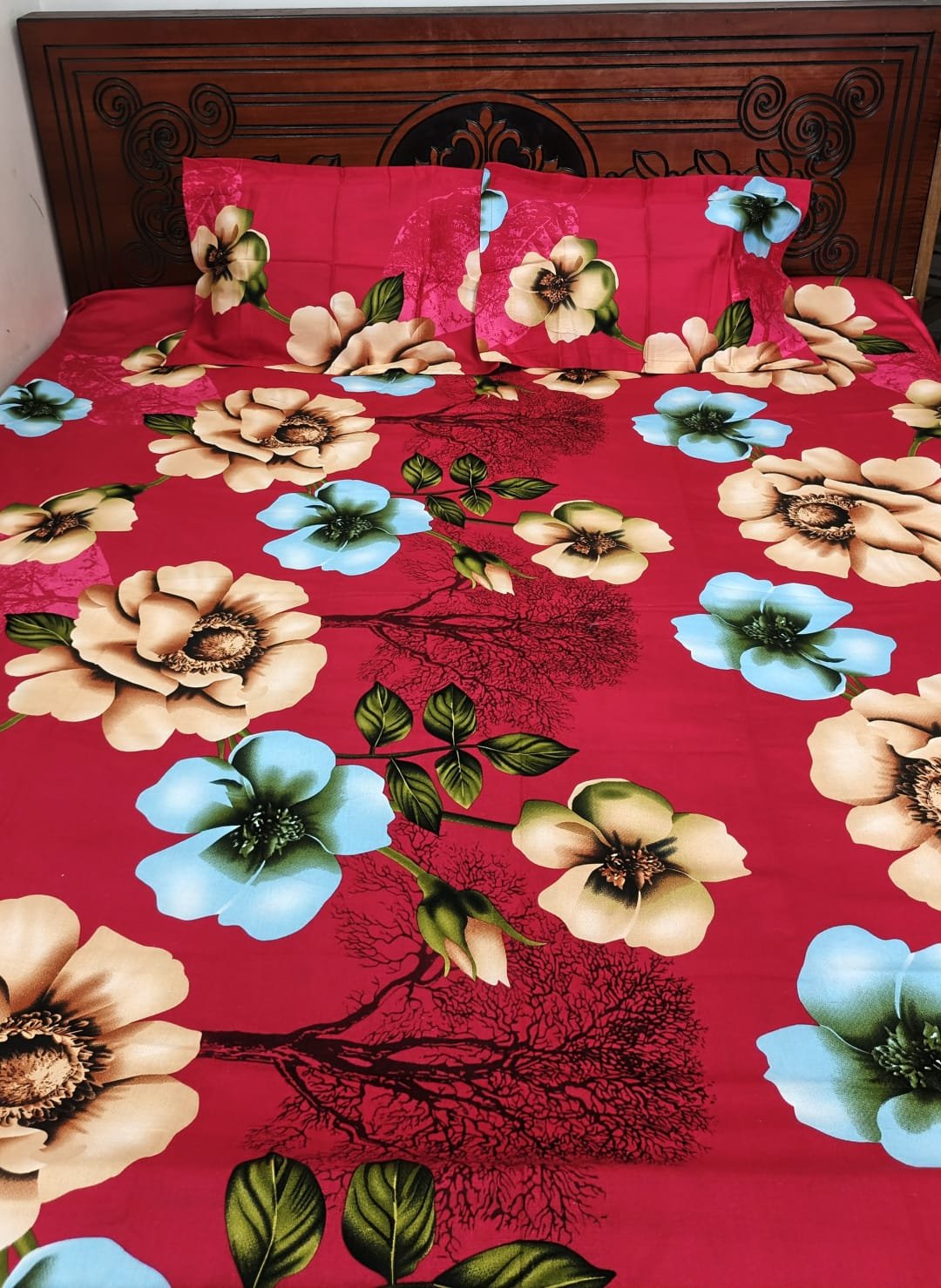 Nidrani Scarlet Petal  Twill Bedsheet
