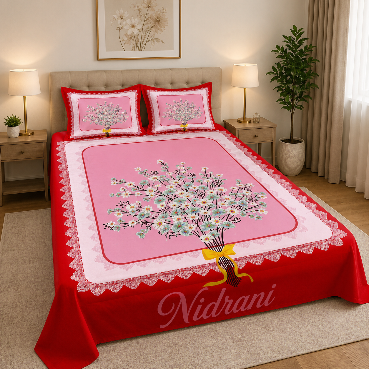 Nidrani Floral Majesty Twill Bedsheet