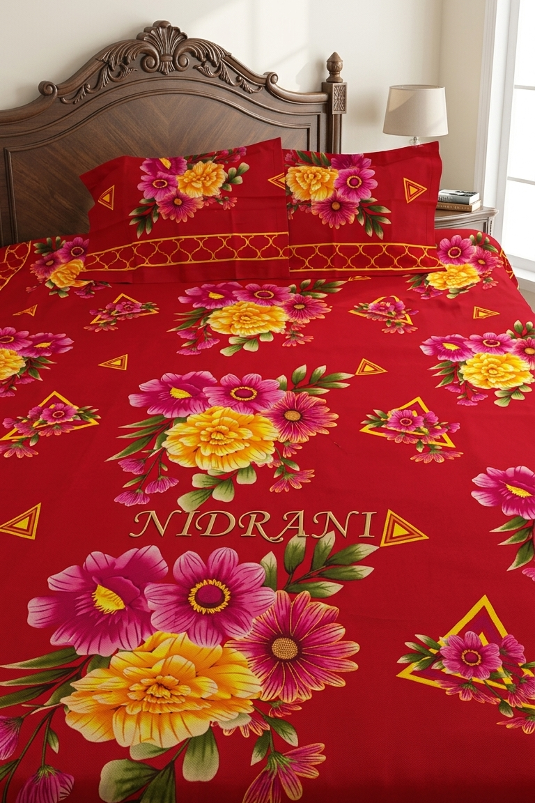 Nidrani Floral Tri-Zest Premium Bedsheet