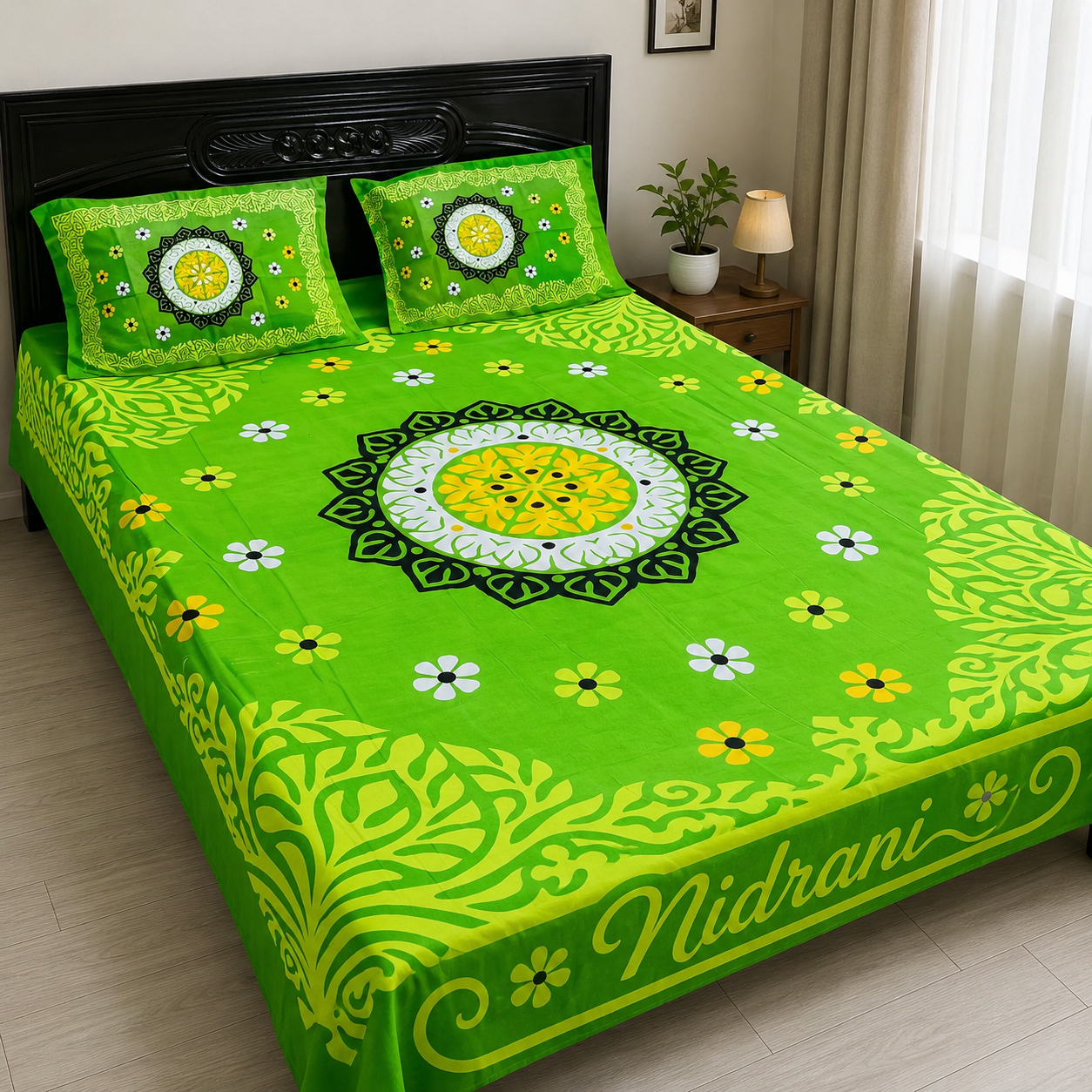 Nidrani Green Zenith Bedsheet