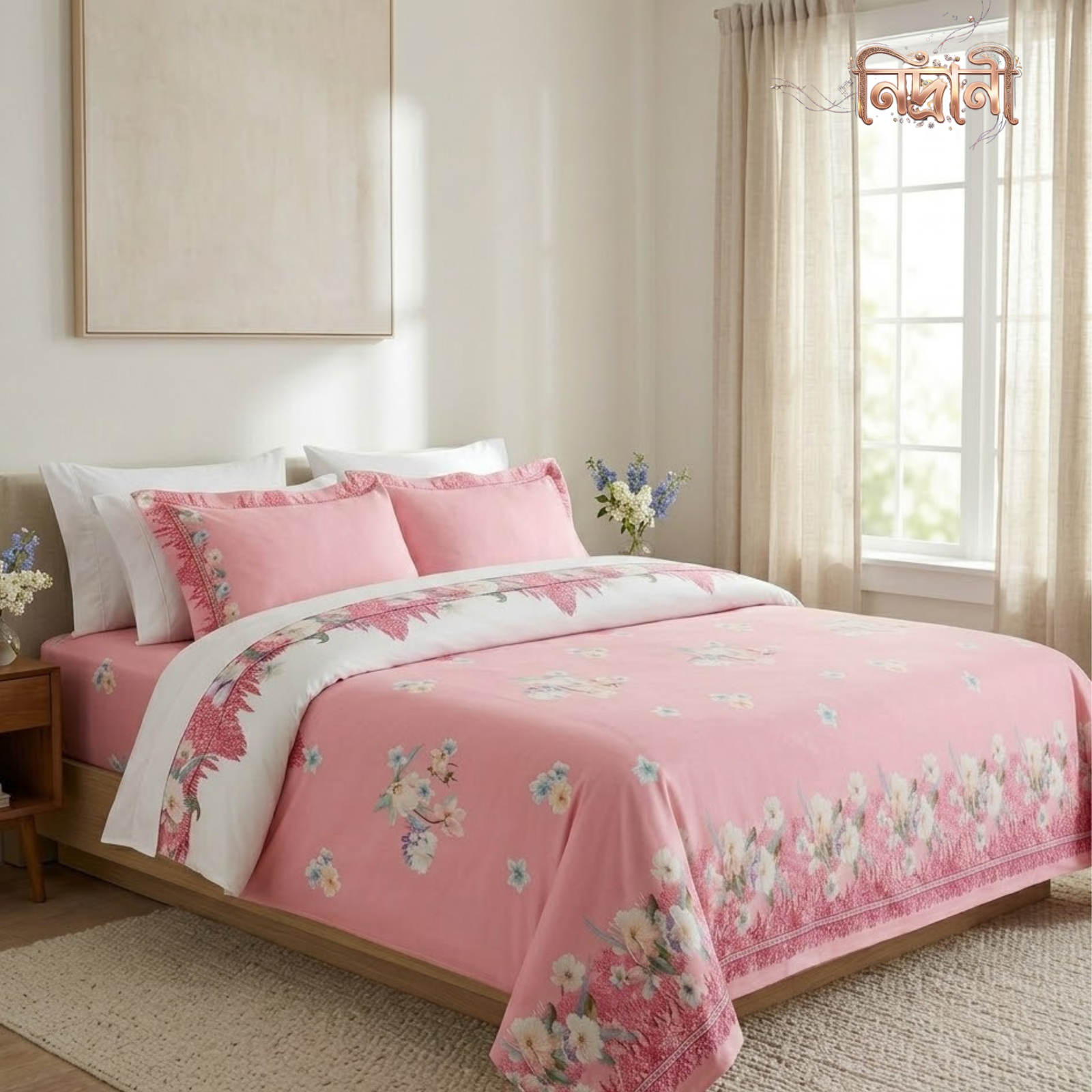 Nidrani Floral Serenity Bedsheet Set