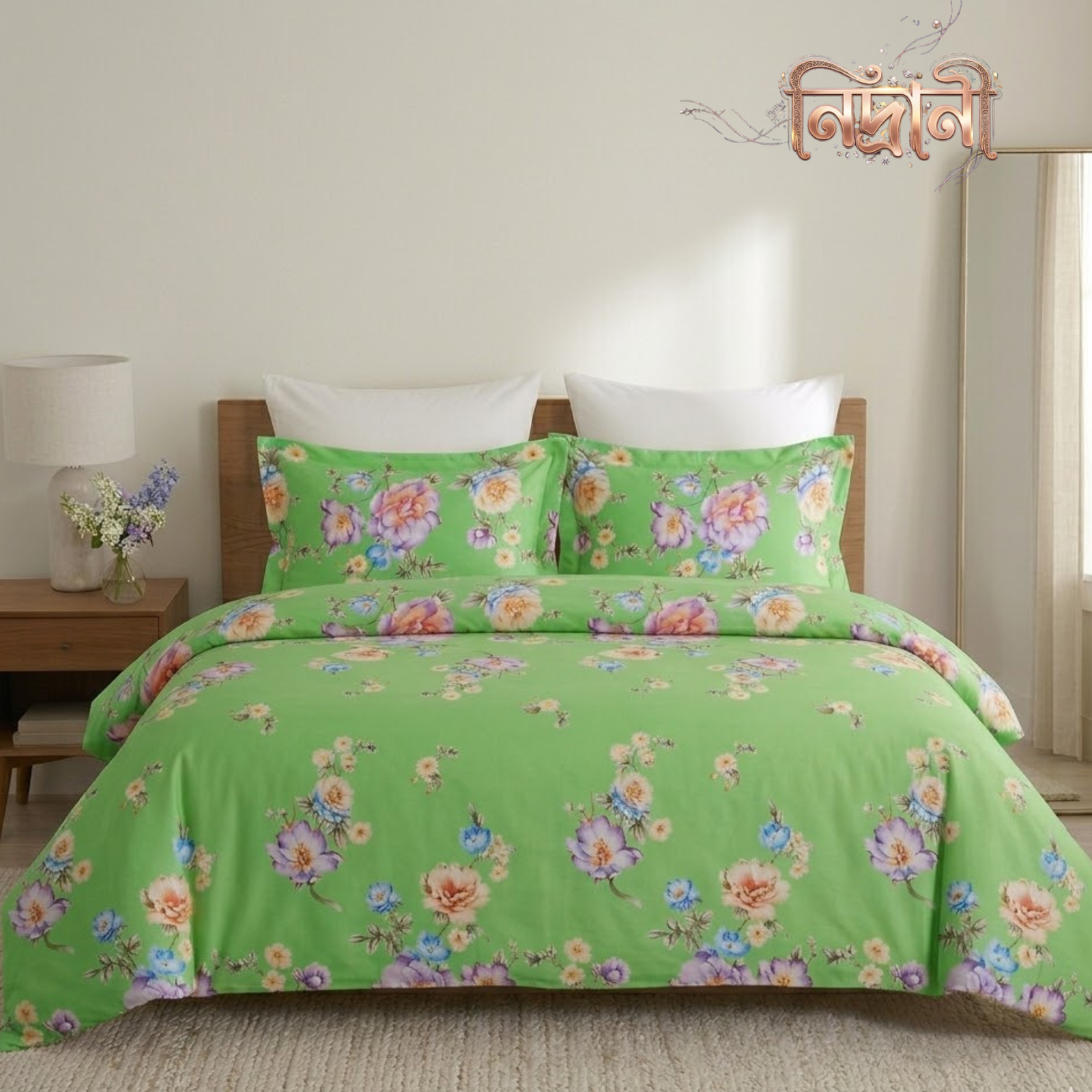 Nidrani Pushporaga Sateen Premium 4PC Bedsheet